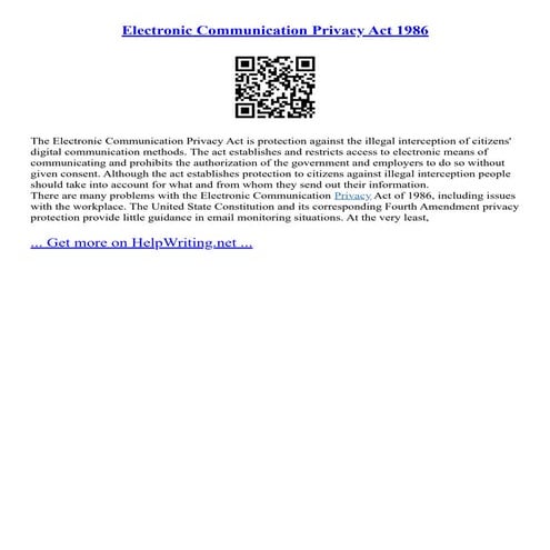 Electronic Communication Privacy Act 1986 | PDF