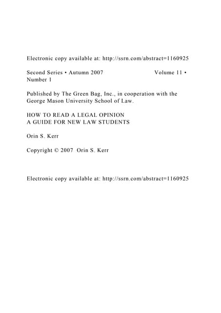How To Read A Legal Opinion | PDF
