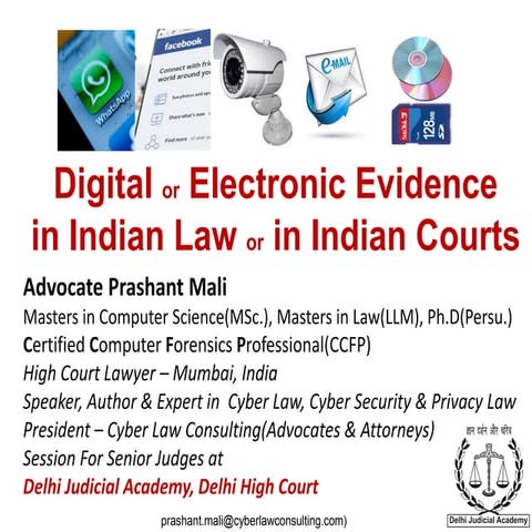 Electronic evidence  for delhi judicial academy prashant mali