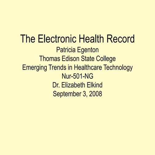 Electronic Health Record Tesc 2008 Egenton