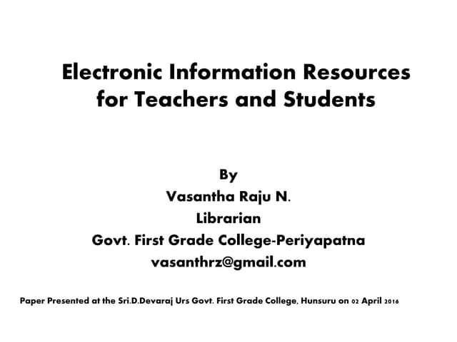 Electronic information resources for teachers and students