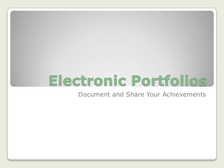 Electronic Portfolios