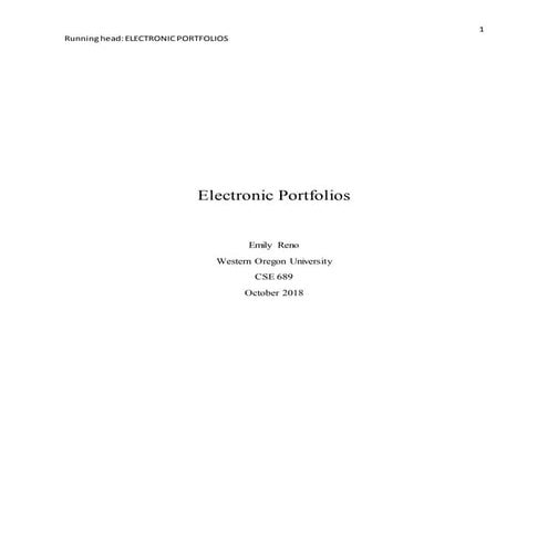 Electronic portfolios draft paper