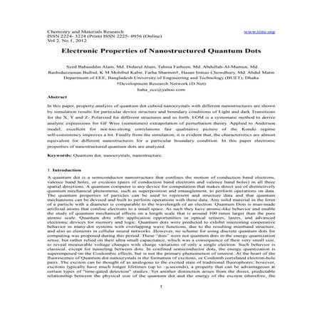 Quantum Dots And Their Properties | PDF