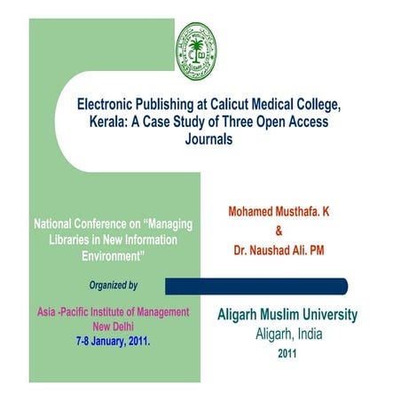 Electronic publishing at calicut medical college, kerala