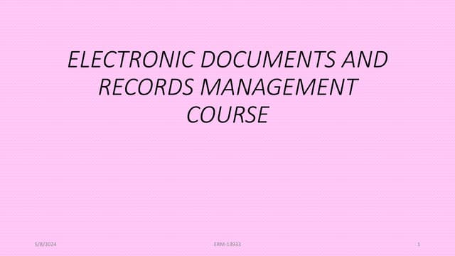 DATA & RECORDS MANAGEMENT COURSE ISO RECORDS MANAGEMENT CONTROLS