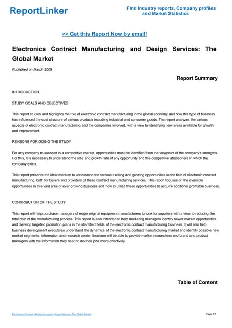 Electronics Contract Manufacturing ...