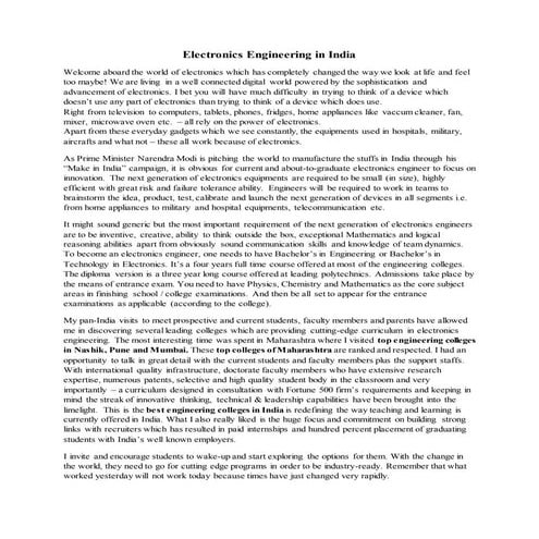 Electronics engineering in india 