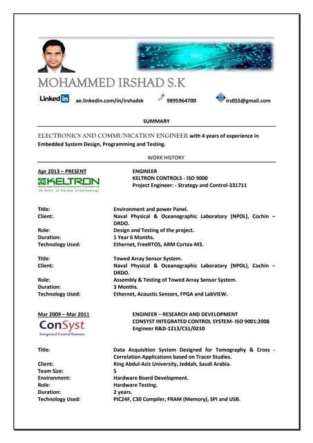 electronic engineering resumes