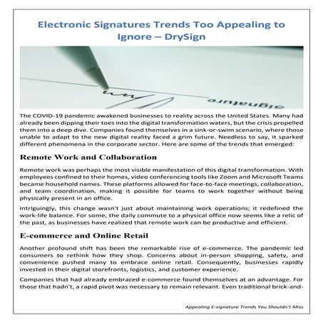 Electronic Signatures Trends Too Appealing to Ignore