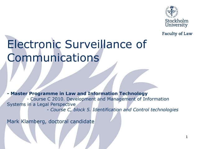 Electronic Surveillance of Communic...
