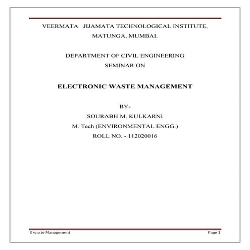 Electronic Waste Management