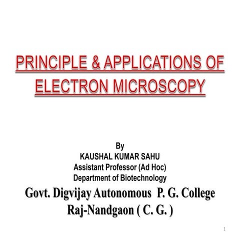 Electron microscope, principle and application