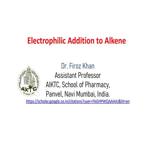Electrophilic addition to alkenes
