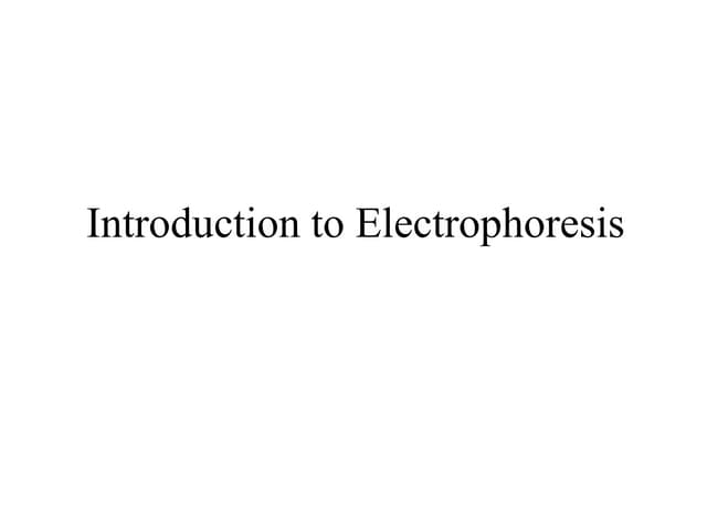 Introduction to Electrophoresis