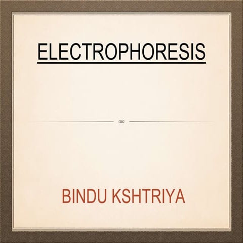 Electrophoresis- separation by charge migration