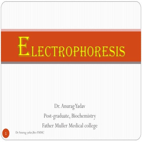 Electrophoresis principle and types by Dr. Anurag Yadav