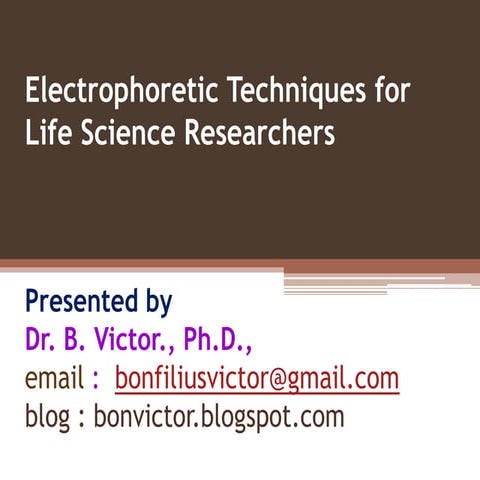 Electrophoretic techniques for life science researchers