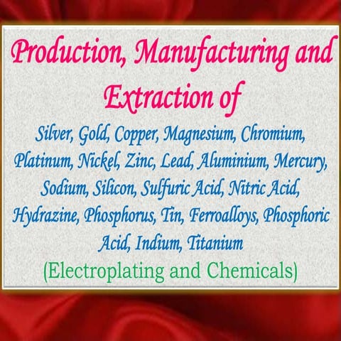 Production, Manufacturing and Extraction of  Silver, Gold, Copper, Magnesium,...