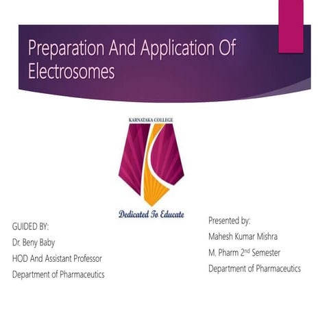 Electrosomes preparation and application