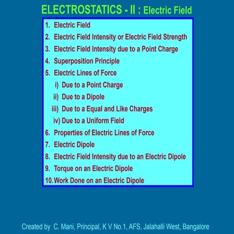 ELECTRIC FIELD DUE TO DIPOLE | PPTX