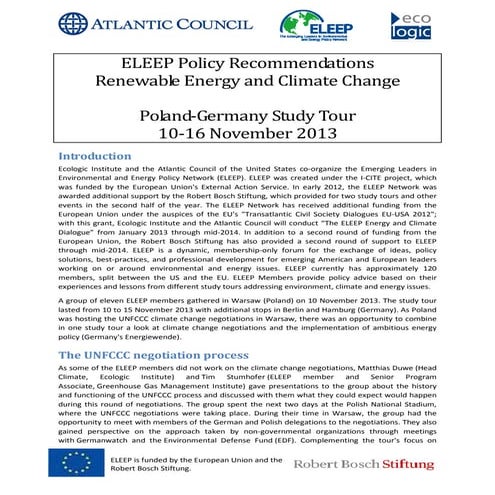 ELEEP Policy Recommendations Renewable Energy and Climate Change:  