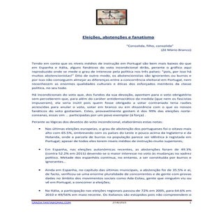 Eleições, abstenções e o fanatismo