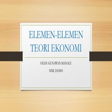 Elemen elemen teori ekonomi
