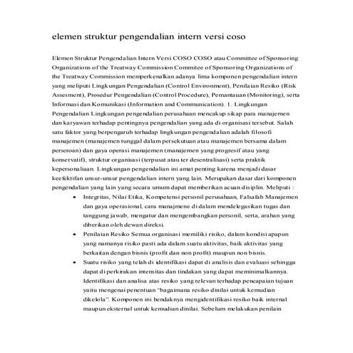 Elemen struktur pengendalian intern versi coso