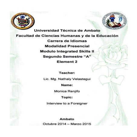 Element 2   interview about hotels and cars - monica renjifo pintado