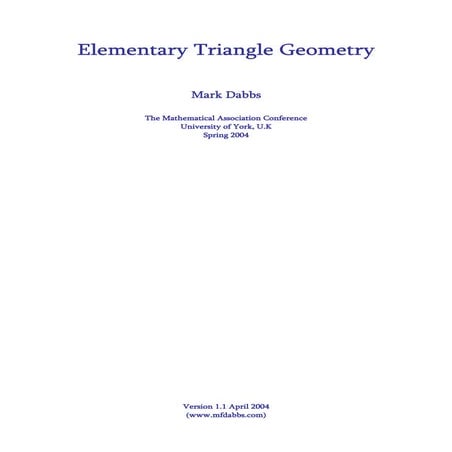 Elementary triangle goemetry