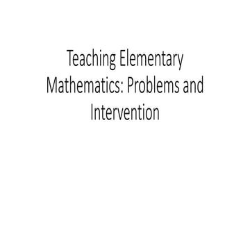 Teaching Elementary Mathematics: Problems and Interventions
