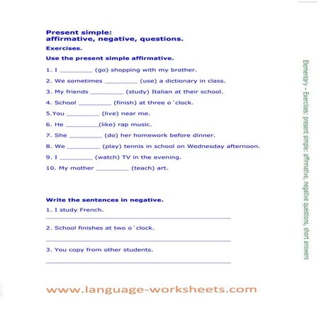 Elementary present simple exercises