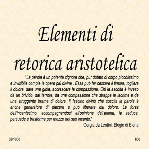 Elementi Di Retorica Aristotelica