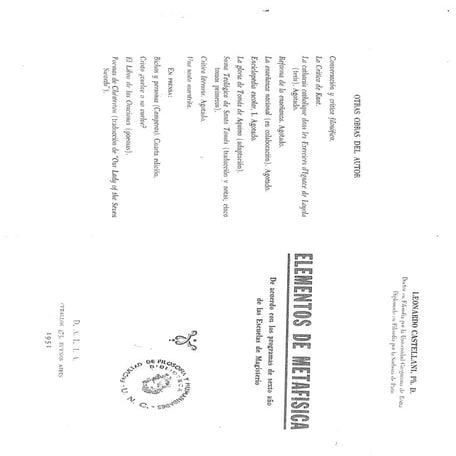 ELEMENTOS DE METAFÍSICA- P.Leonardo Castellani