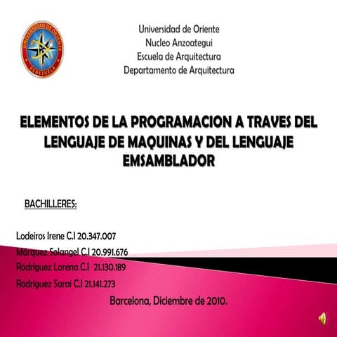 GRUPO 4 Elementos a traves de los lenguajes de programacion, lenguaje de maqu...