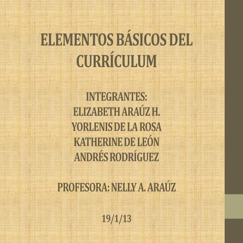 Elementos basicos del curriculum presentacion