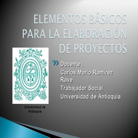 Elementos basicos para la formulacion de proyectos 2014