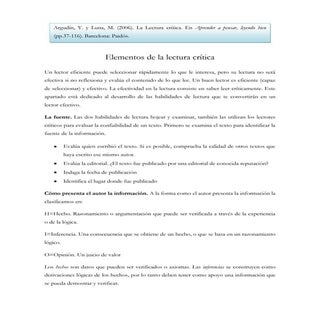 Elementos de la lectura crítica