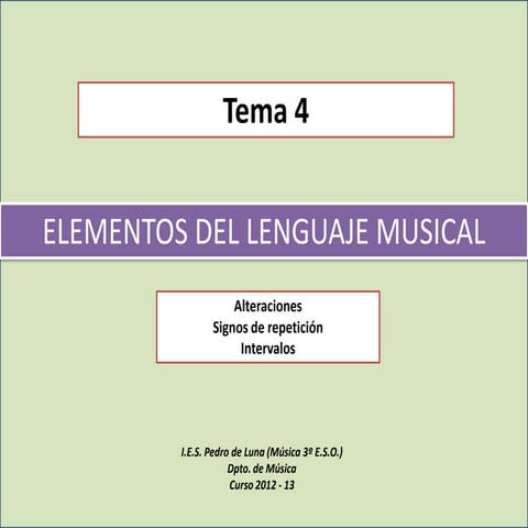 Elementos del lenguaje musical alteraciones, signos de repetición e intervalos