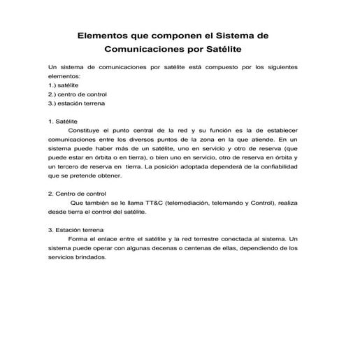 Elementos del sistema de comunicaciones satelital