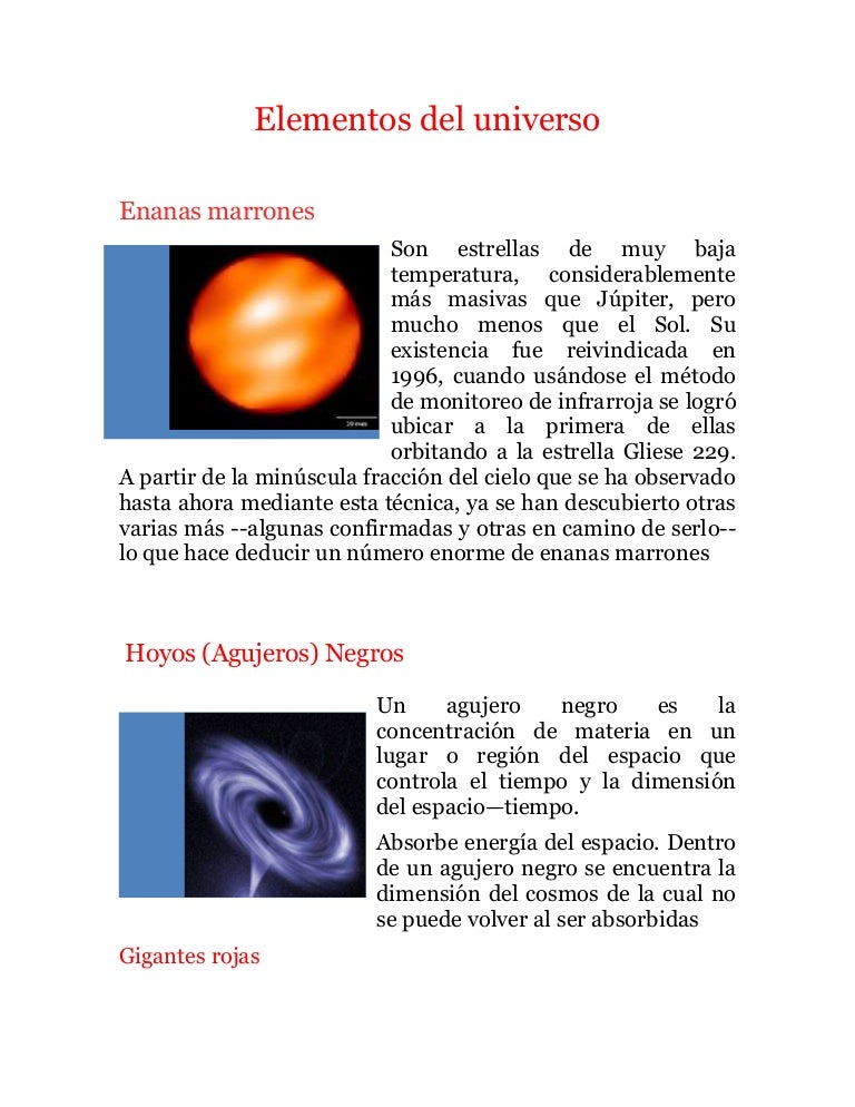 Elementos del universo(elements of the universe)