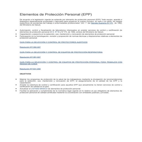 Elementos de protección personal