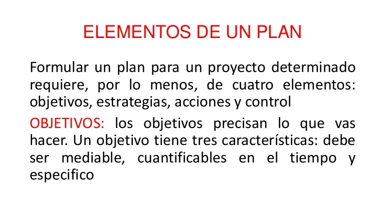 Elementos de un plan
