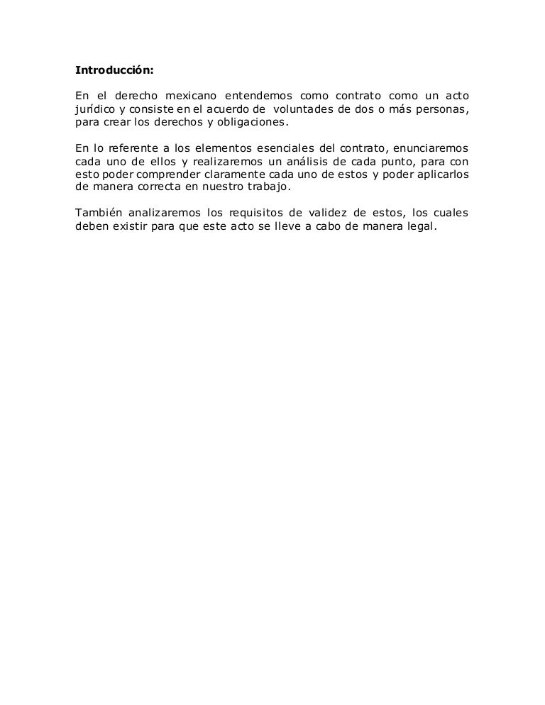 Elementos esenciales y de validez contratos mexico