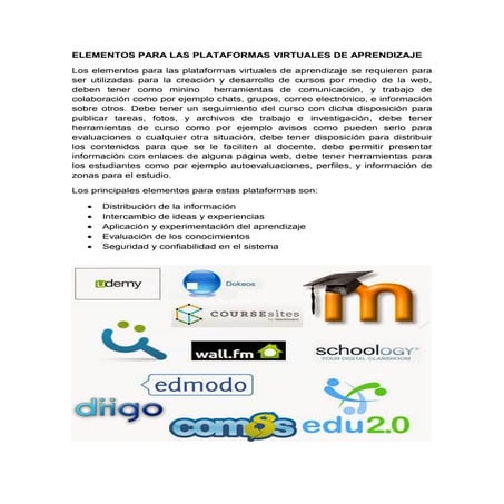 Elementos para las plataformas virtuales de aprendizaje