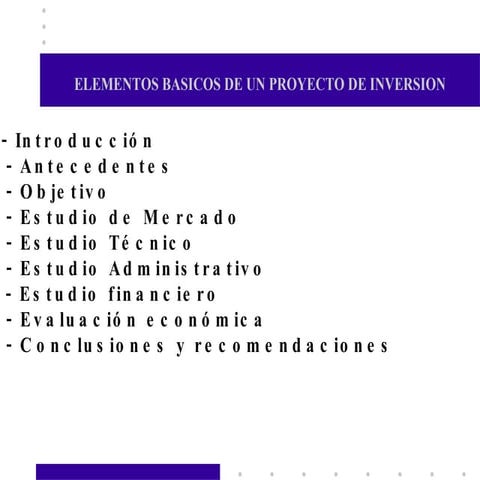 Elementos Proyecto De Inversion | PPT