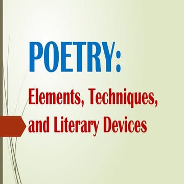 Basic Elements of Poetry | PPTX