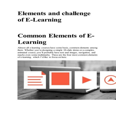 Elements and challenge of e