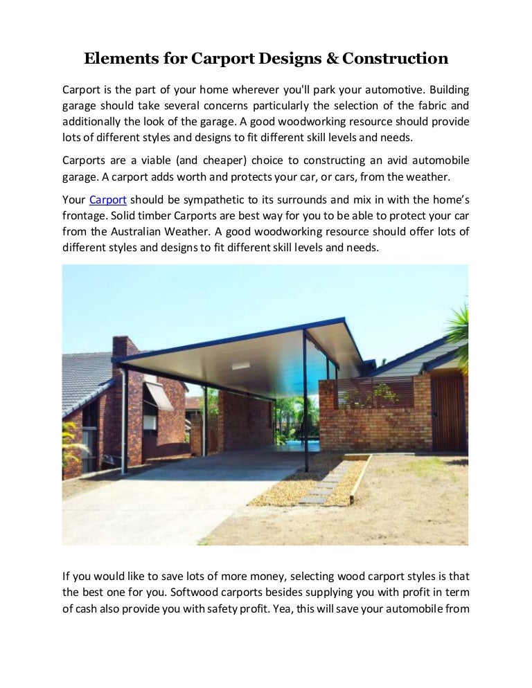 Elements For Carport Designs Amp Construction